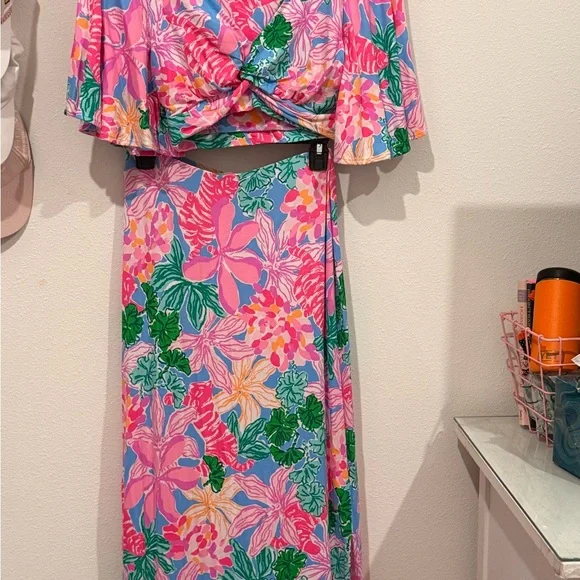 lilly pulitzer minka maxi dress Lilly Pulitzer Minka Maxi Dress in Coral Spritz Bungalow pattern. Sz 12